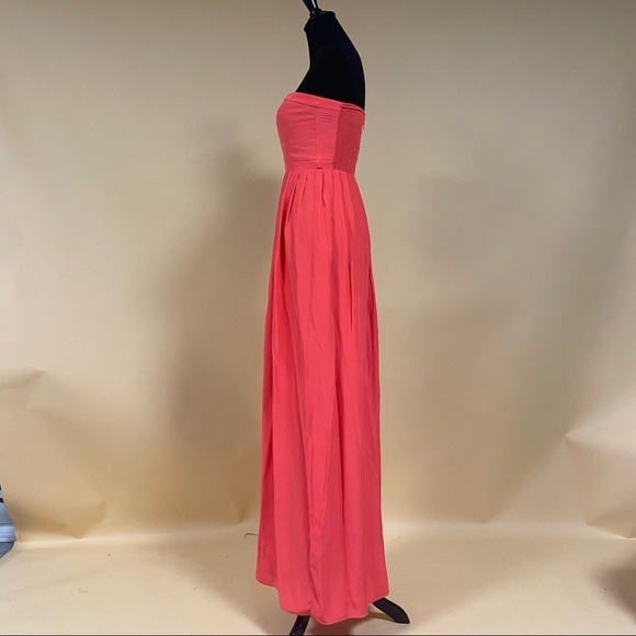 Parker Bayou Dragon Fruit Coral Strapless Silk Gown Maxi Dress Size S - Picture 5 of 12